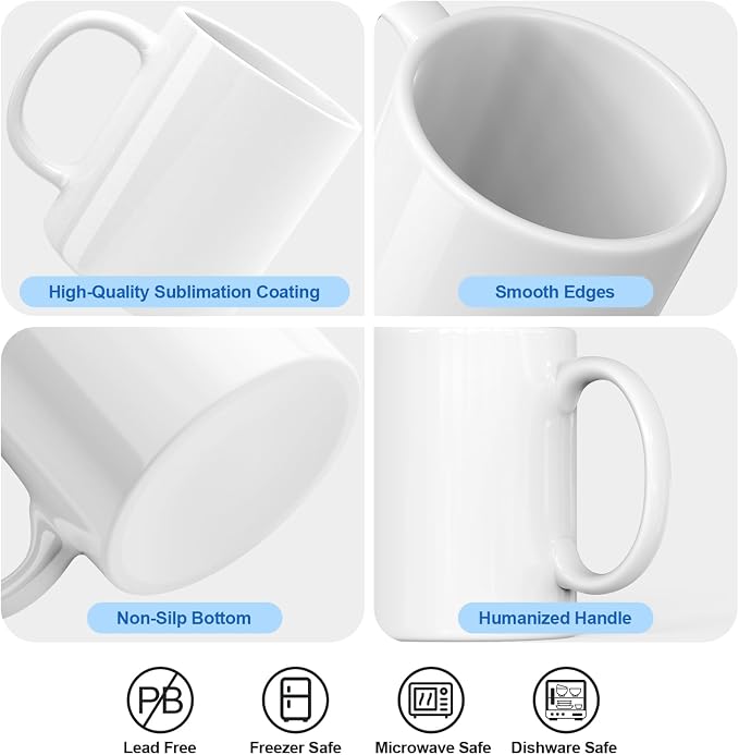 Dmsky Sublimation Mugs White Ceramic Photo Cups Blank Bulk Coffee - Image 3