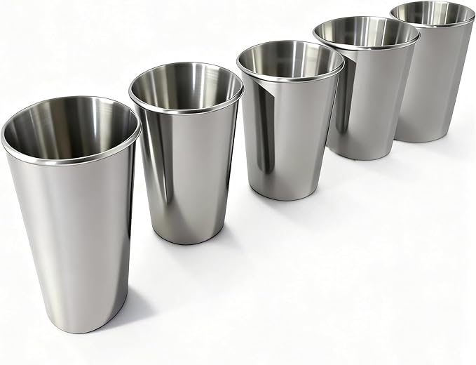 5 Pack 16 oz 304 Stainless Steel Pint Cups, Stackable Camping Cups | Food-Grade by Unknown