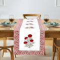 Salmon Pink Buta Hand Block Print 100% Cotton Reusable Table Runner 16" X 70" by Ridhi