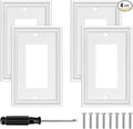 White Modern Decorative Wall Plate Light Switch Cover Decorator Outlet Covers Rocker Switch Plates Bamboo Fiber Material Wall Plates for Kitchen Bathroom (1 Gang Single Decorator-4 Pack)