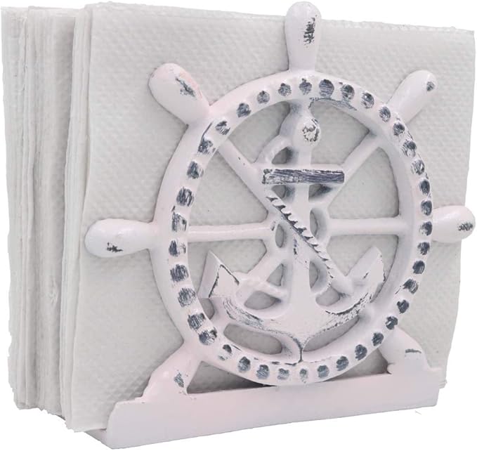 THDC Nautical Napkin Holder, Lunch, Dinner, Nautical Collection Napkin Holder, Made of Metal (Anchor Distressed Pink)