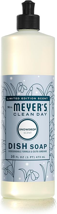 MRS. MEYER'S CLEAN DAY Liquid Dish Soap, Snowdrop, 16 fl. oz