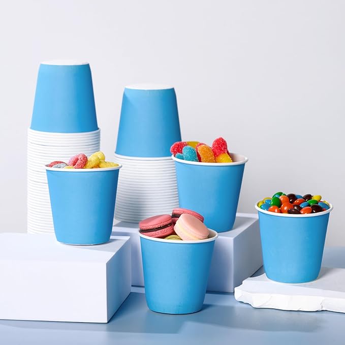 Turbo Bee 3oz Disposable Paper Cups 1200Pack, Small Bathroom Cups Bulk, Small Blue Paper Mouthwash Tumblers Perfect for Bathroom, Party, Picnic, Travel and Events