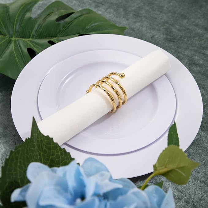 FLOWERCAT 100PCS White Plastic Plates-Heavy Duty White Disposable Plates for Christmas/Easter/Party/Wedding -Serve 50 guests 10.25inch & 7.5inch