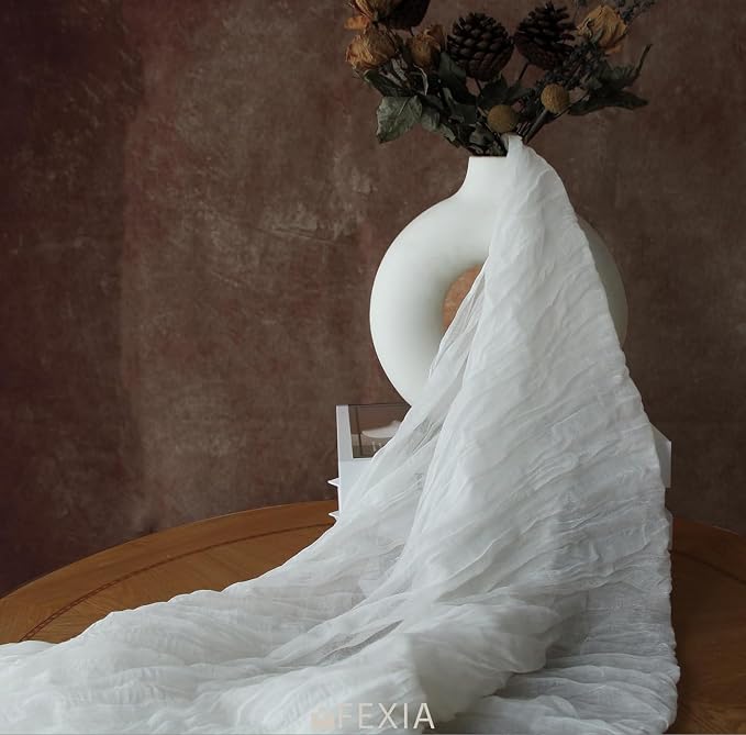 10Pcs White Cheesecloth Table Runner Wedding Bridal Boho Decorations | 35x120 - Image 5