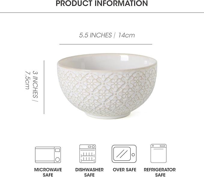 26 OZ Cereal Bowls Set of 4, Ceramic Soup Bowl - Image 2