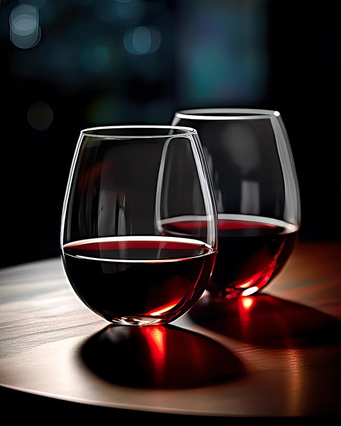 LUXU Stemless Glasses(Set of 2)-20 oz,Clear Wine Cups,Crystal Whiskey Tumblers,Large Water Goblets,Drinking Glassware for Beer,Great Wine Gifts
