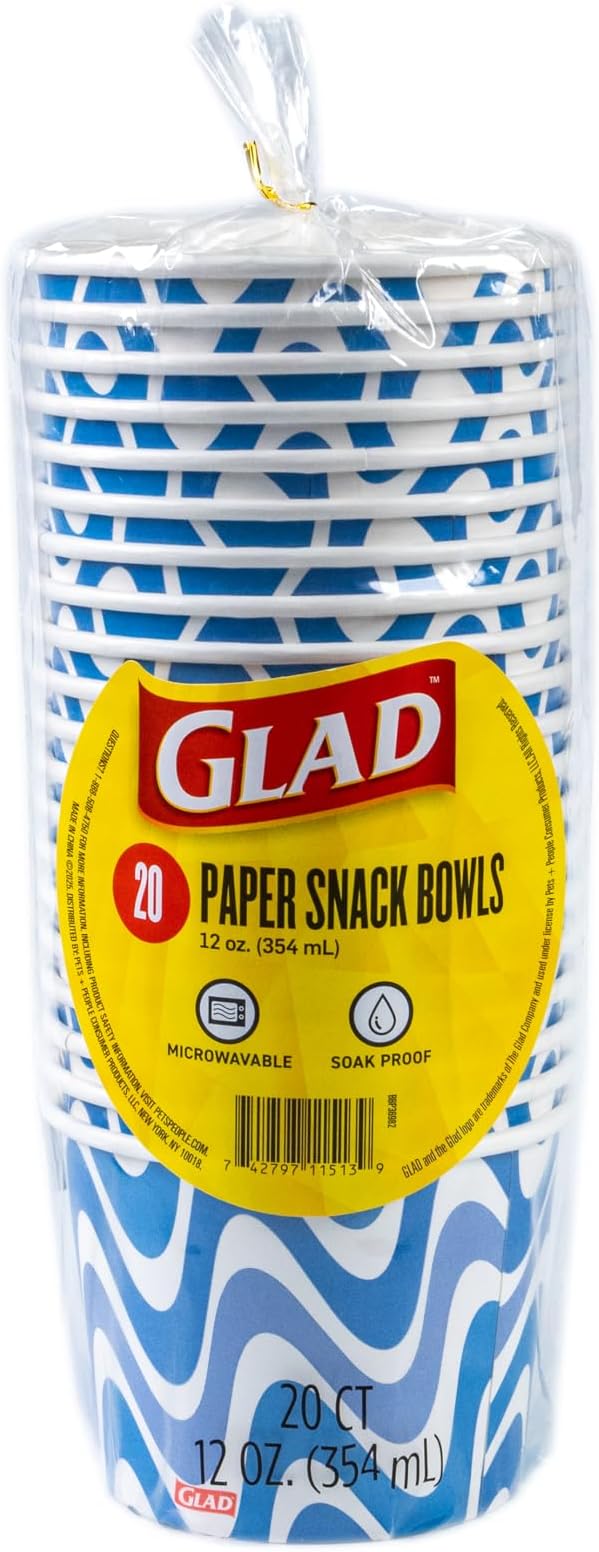 Glad Everyday Disposable Paper Snack Bowls, 12 Oz, 20 Ct, 6-Pk | Heavy-duty - Image 2