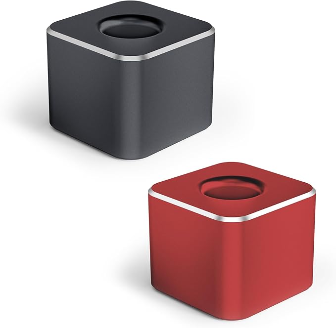 Aluminum Single Hole Pen Stand - Durable Fountain Pen Holder for Desk Display, Non - Slip Base, Minimalist Office/Home Organizer(Black+Red,2P)