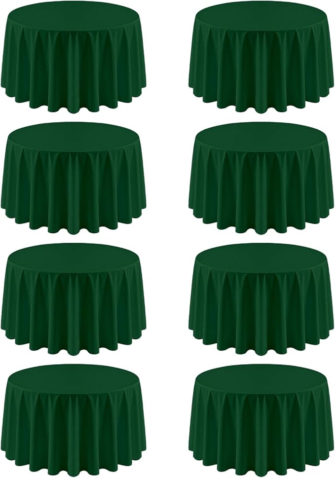8 Pack Round Tablecloth 90 Inch Hunter Green Table Cloth for Round Tables, Washable Polyester Dark Green Table Cloth Stain and Wrinkle Resistant Decorative Table Cover for Wedding Party Dining Banquet