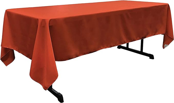 LA Linen Polyester Poplin Washable Rectangular Tablecloth, Stain and Wrinkle Resistant Table Cover 60x120, Fabric Table Cloth for Dinning, Kitchen, Party, Holiday 60 by 120-Inch, Rust