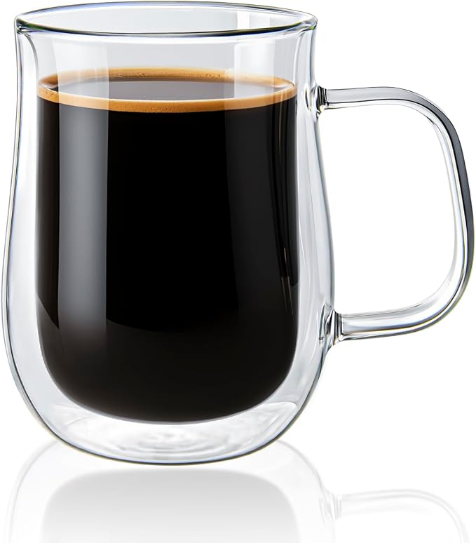 Double Walled Glass Coffee Mugs 16 OZ, Borosilicate Glass Coffee Cups Set of 2 - Image 8