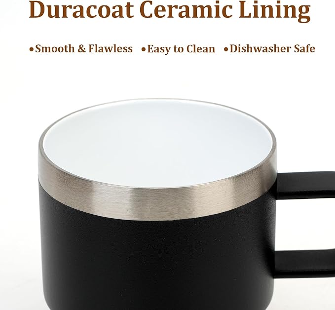 Zenbo 6 oz Espresso Mug with Handle, Ceramic-Lined 18/8 Stainless Steel | - Image 6
