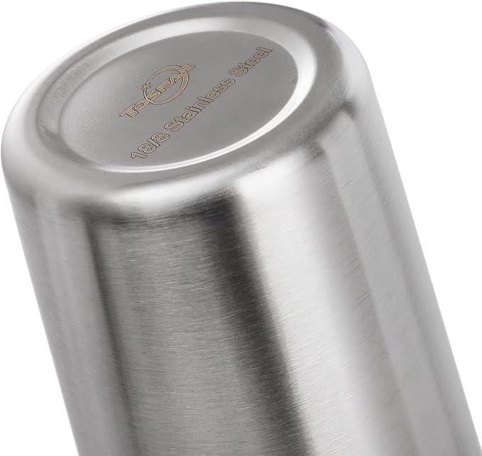 Tosnail 6 Pack 16 oz Stainless Steel Pint Cups Metal Cups Unbreakable Drinking Glasses Water Tumblers for Kids, Adults Indoor and Outdoor Use - Silver