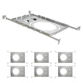 ASD New Construction Mounting Plate with Round Holes 8-10-12" - Adjustable LED Recessed Lighting Housing with Extendable Hanger Bars, Shallow Wafer Light Bracket, Mounting Kit with Notches, 6 Pack