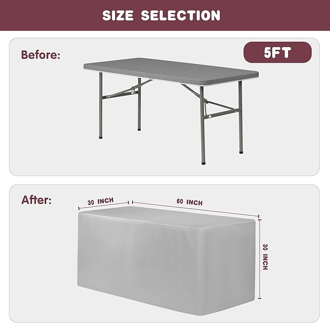 HolidayIdeas 2 Pack Fitted Tableclothes - 60 x 30 Inch - White Rectangle Tablecloths for 5 Foot Tables, Fabric Table Cover Protector for Parties, Holiday Dinner, Wedding, Trade Show