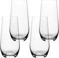 over&back 19oz Traditional Glassware - Set of 4 Classic Stemless Drinking Glasses for Parties, Get-togethers, and More - Mouth-Blown - Wine Cups for Kitchen and Dining Room - Clear