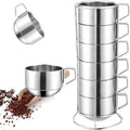 SZCXTOP 6.8 Oz Stainless Steel Coffee Cups Set of 6 Mug, Stackable Double Heat by SZCXTOP