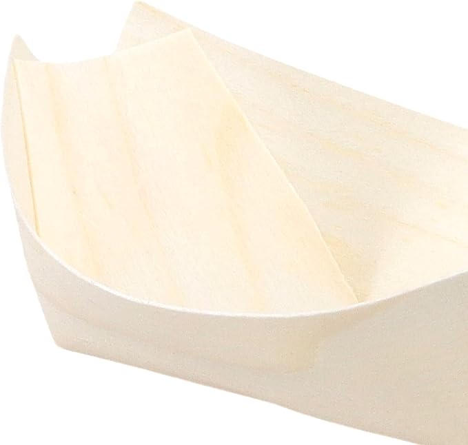 400 PCS Wood Boat Plates, 4 Inch Disposable Wood Sushi Boats Serving Tray, Wooden Food Boat for Appetizer Sushi Dessert Buffet Snacks