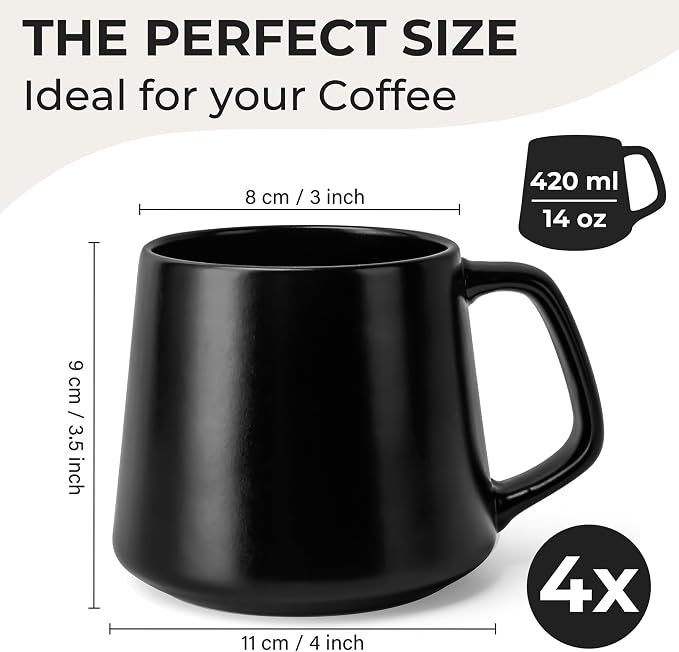 MIAMIO - Coffee Mugs Set of 4, Large Mug - Luxe | Large Ceramic Coffee Mugs - Image 2