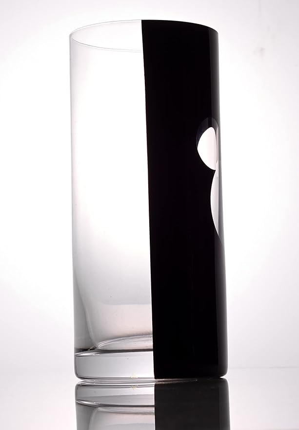 JoyJolt Disney Luxury Mickey Mouse Highball Glasses Set of 2 European Crystal Bar Glasses, Cocktail Glasses. Premium Xmas Disney Stuff, Gifts and Cups. 17oz Black Drinking Glasses, Disney Tumbler