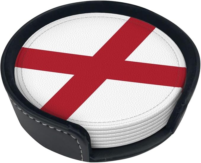 6 Pack Alabama State Flag Leather Coaster - Image 2