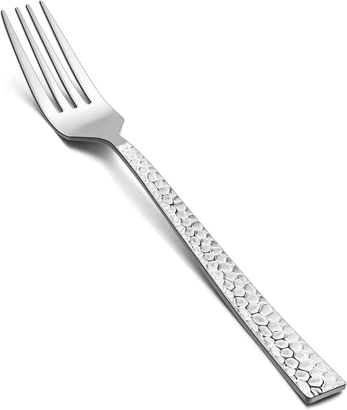 E-far 6-piece Hammered Dinner Forks Set, 7.9 Inch Stainless Steel Forks by E-far