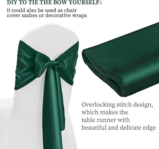 12 Pack Emerald Green Satin Table Runner 12 x 108 Inch Long Premium Table - Image 4