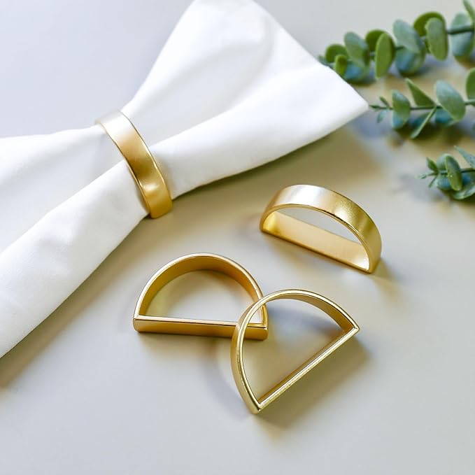 Cuff Brushed Gold Napkin Rings Set of 80, Modernist Napkin Ring Holder for Wedding, Banquet, Metallic Adornment for Table Settings, Glossy Serviette Buckles Decor