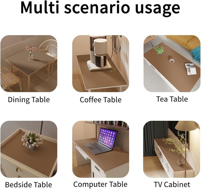 Leather Table Pad,1.8mm Thick,40x84 Inch,Dining Table Pad,Table Pads for Dining Room Table Rectangular,Table Protector for Dining Room Table(Mud Color+Champagne Gold,40x84)