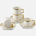 LETAOTAO Espresso Cups and Saucers Set of 4, 3oz Mini Demitasse Mugs | Ceramic by LETAOTAO