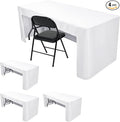 Nasitos 4 Pack White Fitted Table Covers for 8 Foot Tables-Open Back Tablecloth Washable Fabric Table Cloth for Parties, Wedding, Banquet, Jewelry Shows, Craft Fair, Trade Show