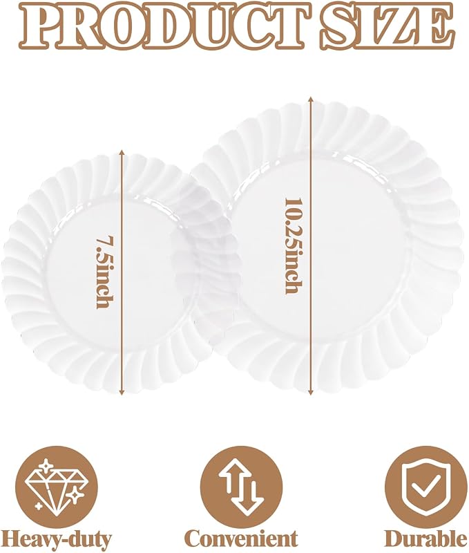 YOUBET 100PCS Clear Scalloped Plastic Plates - Image 4