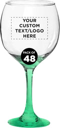 Custom Premiere Wedding Wine Glasses 20.5 oz Set of 48, Personalized Bulk Pack - Restaurant Glassware, Perfect for Red Wine or White Wine - Green