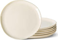 AmorArc Ceramic Dinner Plates Set of 6, 10.5 Inch Handmade Reactive Glaze Stoneware Plates, Rustic Shape Dinnerware Dish Set for Kitchen, Microwave & Dishwasher Safe, Scratch Resistant