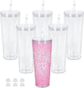 24 Oz Acrylic Snowglobe Tumbler, 6 Pack Pre-Drilled Double Wall Acrylic Clear by Maucircol