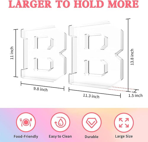 13.8" Acrylic Letter Charcuterie Tray, Charcuterie Letters Fillable Box for Food, Reusable Serving Cake Candy Dish Display Tray for Birthday Anniversary Party Decoration (Letter B)
