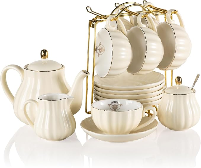 Sweejar Porcelain Tea Sets British Royal Series, 8 OZ Cups & Saucer Service by Sweejarco1949