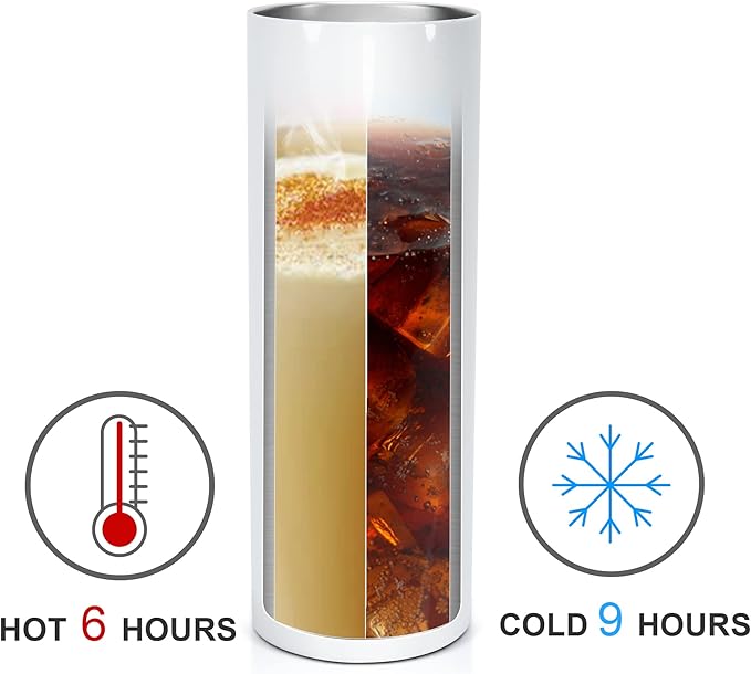 25 Pack Sublimation Tumblers Blank 20 oz Straight Skinny Tumbler with Stainless Steel Straws Rubber Bottom Individually Boxed Sublimation Cups Wholesale Blank White for DIY Craft