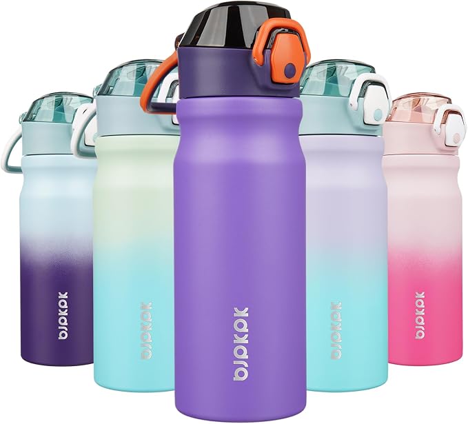 BJPKPK 18 oz Water Bottle with Straw & Handle, Insulated Stainless Flask | Leak by BJPKPK