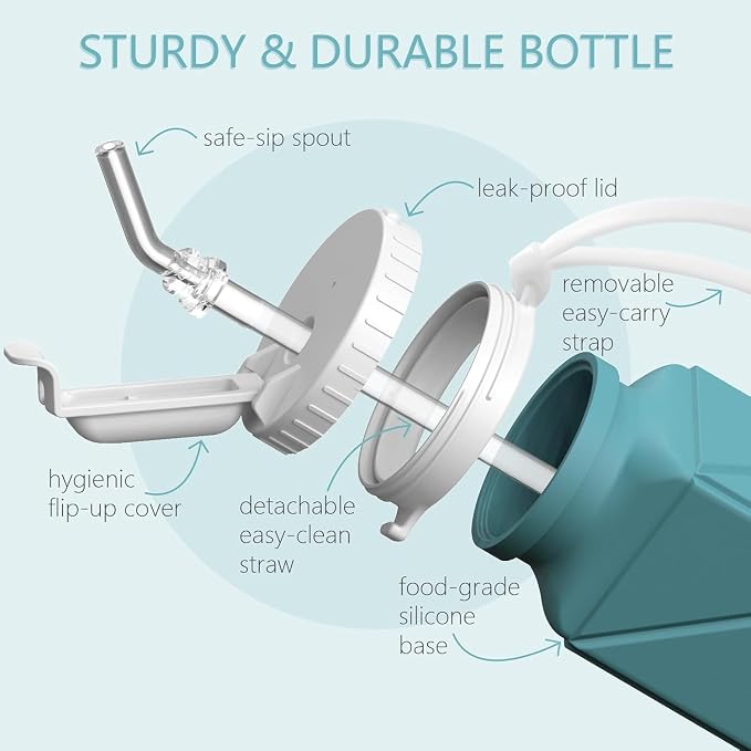 BEAUTAIL Collapsible Water Bottles 21oz/610mL, Silicone Travel Water Bottle | - Image 4