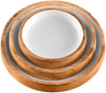 ARTISAN TOUCH Premium Wooden Serving Bowl Set with White Inner Natural Wood & Ceramic Finish Bowls for Snacks, Salad, Fruits & Dry Fruits Stylish Kitchen & Dining Tableware