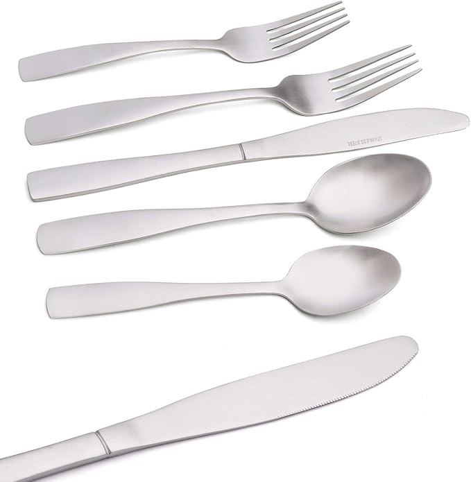 Matte Silverware Set, Satin Finish 20-Piece Stainless Steel Flatware set - Image 3