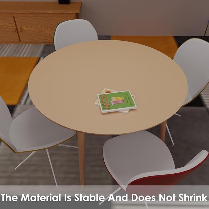 Round Table Pad,1.8mm Thick,Dia.40 Inch,Round Leather Table Cover,Round Table Protector,Round Dining Table Protector,Round Table Top Protector.(Dia.40,Light Brown+Gray)