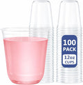 WELLIFE 100 Pcs 12 oz Clear Plastic Cups | Disposable Wine Glasses Stemless by WELLIFE