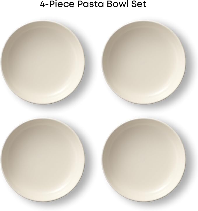 JoyJolt Mesa 40oz Stoneware Serving Bowls Set of 4, Large Pasta Salad Pho Soup - Image 3