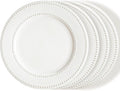 Dinner Plates Set of 4, 10.5 inch White Ceramic Plates, Embossed Salad Plates by Wareland