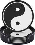 6 Pcs Funny Black and White Yin and Yang Leather Coasters by Jfniub