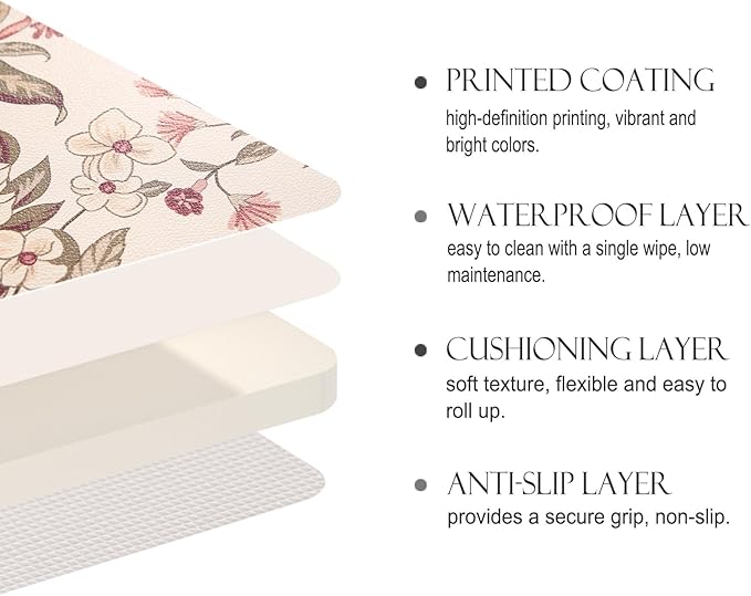 ISAENNE Dragonfly Print PVC Placemats Set of 6,Rectangular Green Placemat, Waterproof and Heat-Resistant Floral Pattern,Decoration for Kitchen,Dinning,Parties, Holiday,12"*17"