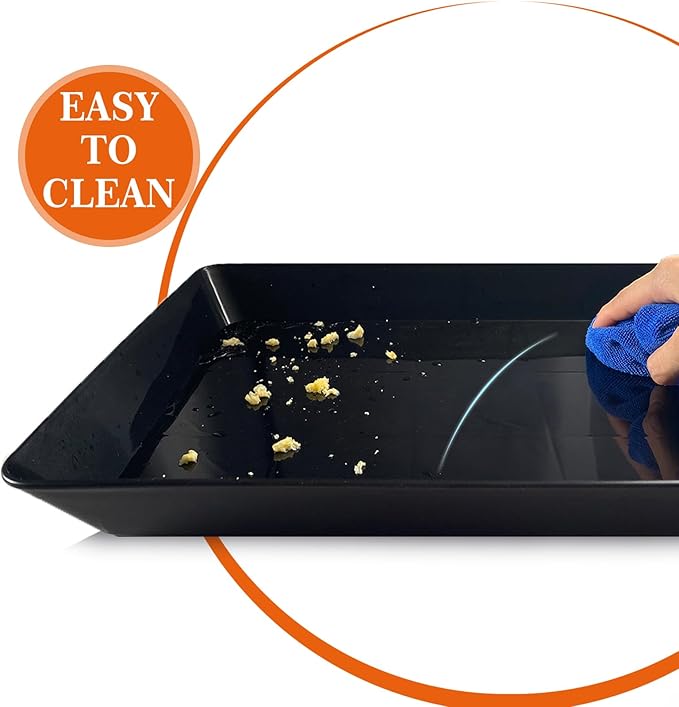 Serving Tray Platter, 4 Pcs Food Tray for Veggie Fruit Snack Dessert Cookie Cheese, Food Trays for Party Supplies Display, Plastic Platters for Serving Food, Large Trays, BPA Free